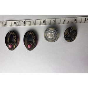 Vintage Clip On Earrings Lot Art Deco Style‎ Gemstone Starburst Designer Retro